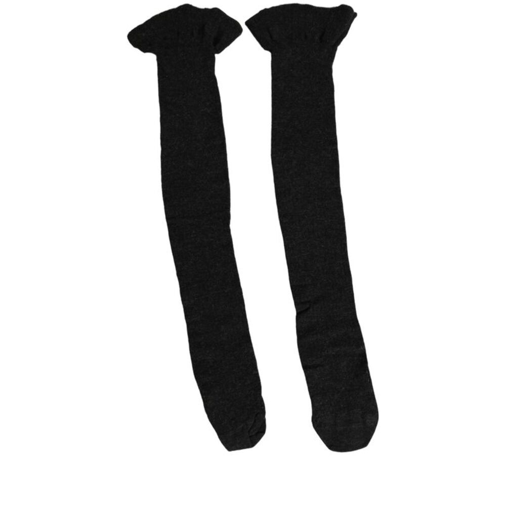 Dolce & Gabbana Black Wool Logo Calf Long Women Accessory Women's Socks